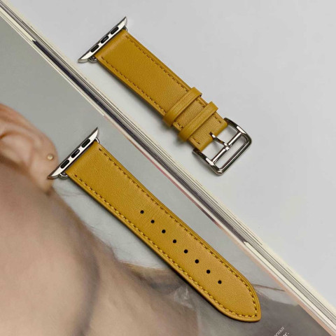 Кожаный ремешок Hermes New Leather на Apple Watch 38/40/41mm Ochre